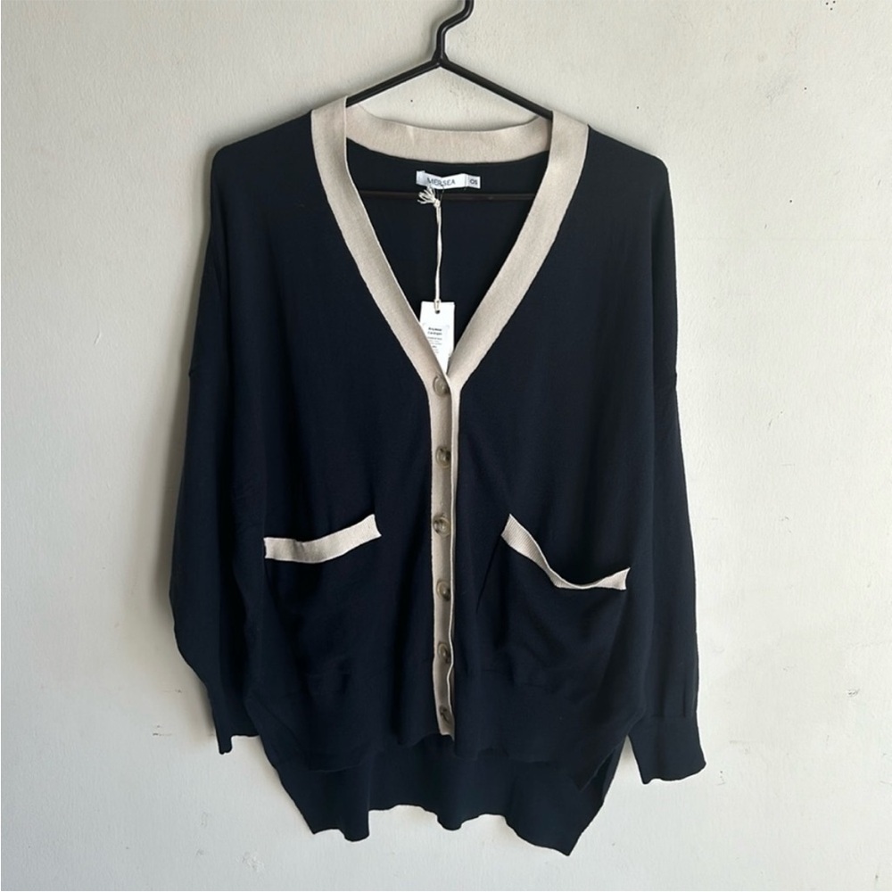 MERSEA The Anywhere Navy Cardigan One Size NWT - Picture 3 of 13